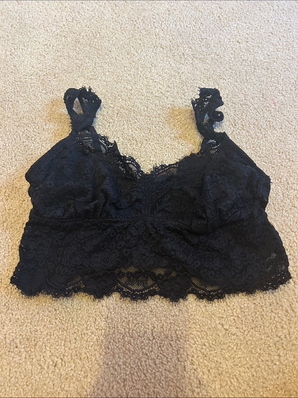 aerie Black Lace Bralette - Longline